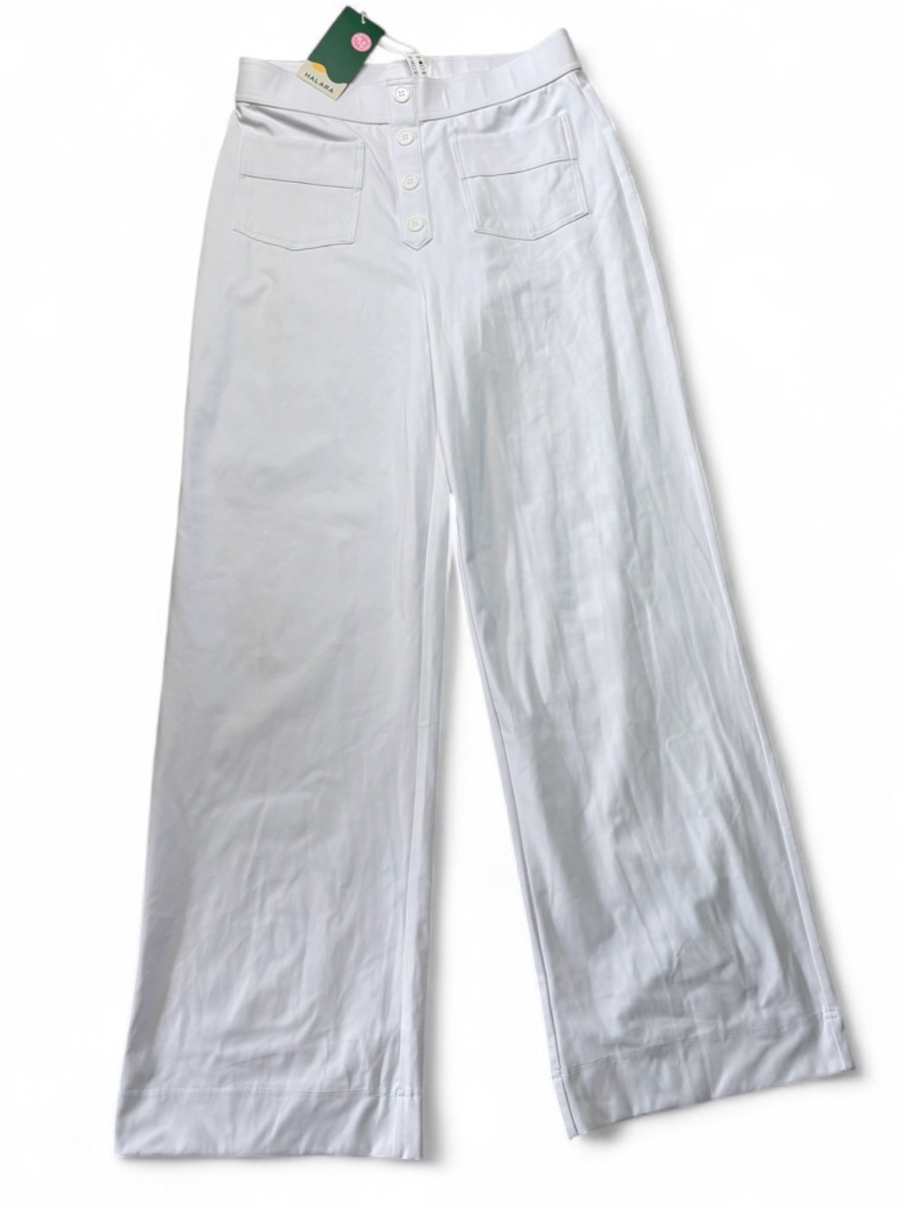 Halara High Waisted Button Fly Wide Leg Sailor Pants White Front Pocket Size L